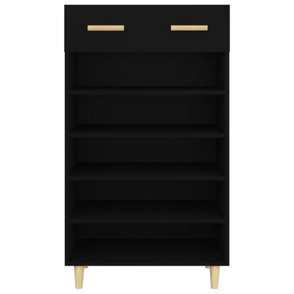 Skoskap Skohylle Skobenk Svart 60x35x105 cm