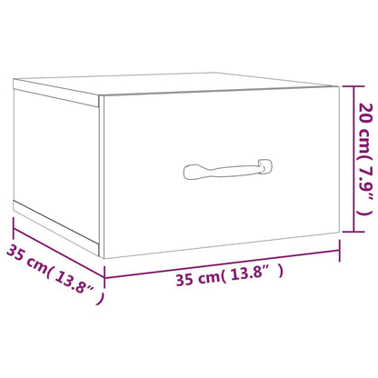 Nattbord Sengbord Veggmontert betonggrå 35x35x20 cm