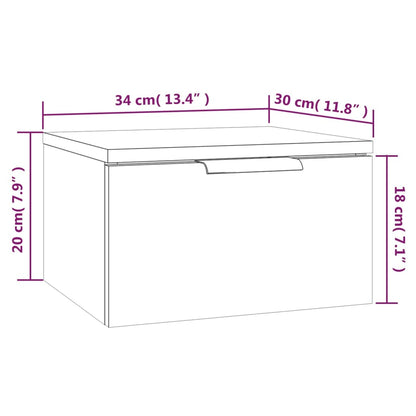 Nattbord Sengbord Veggmontert røkt eik 34x30x20 cm