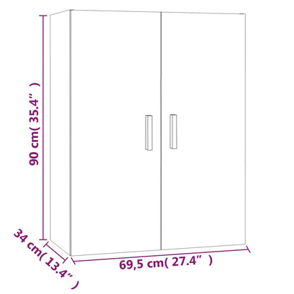 Veggskap brun eik 69,5x34x90 cm