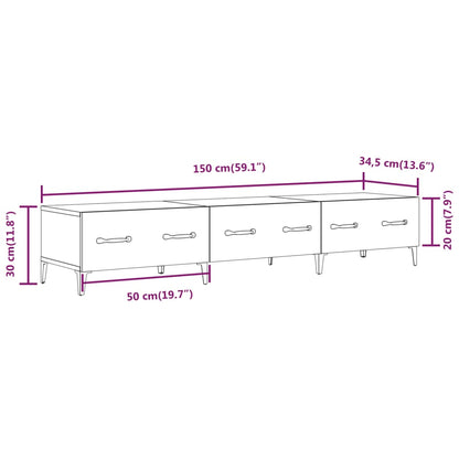 TV-benk grå sonoma 150x34,5x30 cm konstruert tre