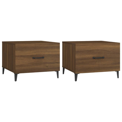 Salongbord Sofabord Brun Eik med metallben 2 stk 50x50x40 cm