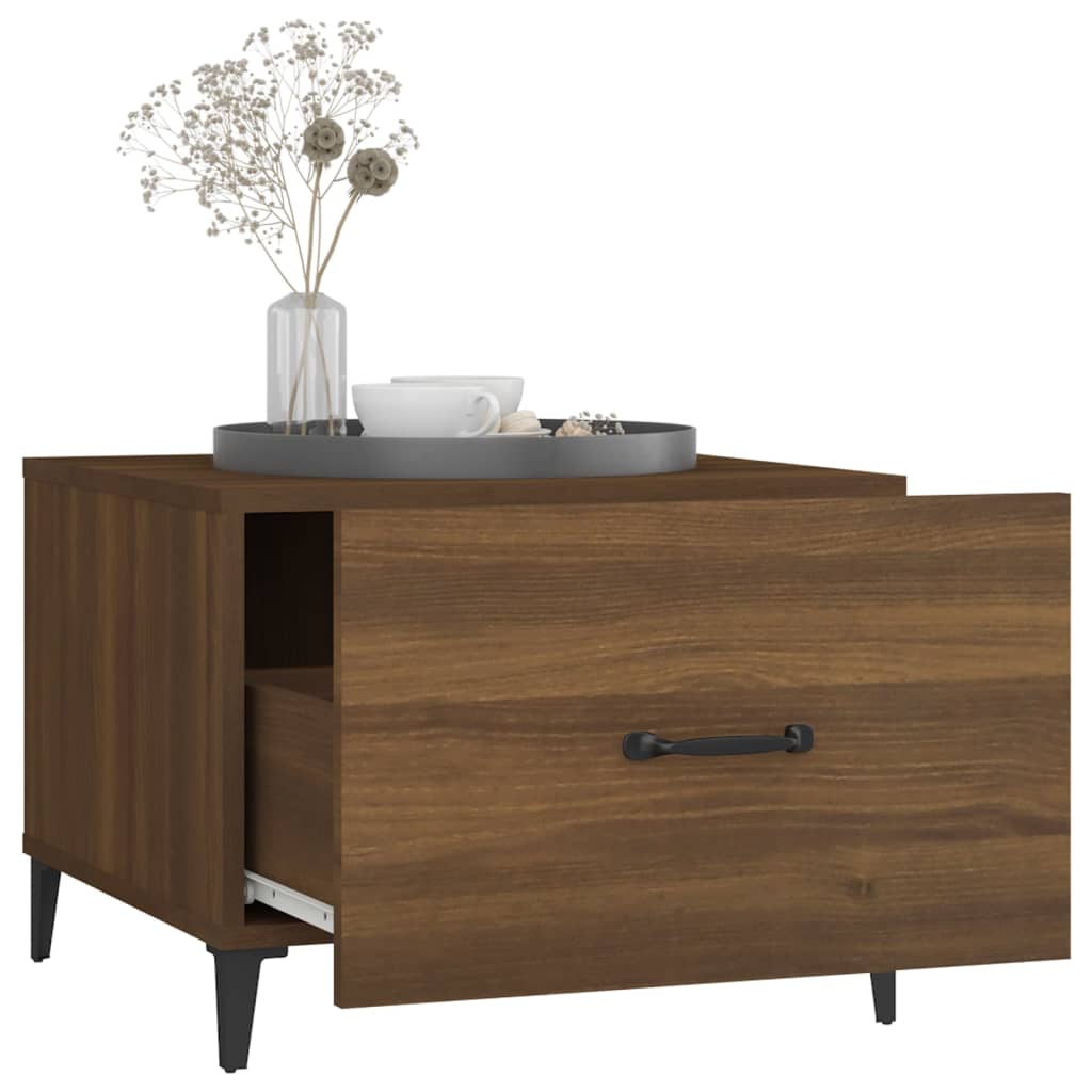 Salongbord Sofabord Brun Eik med metallben 2 stk 50x50x40 cm