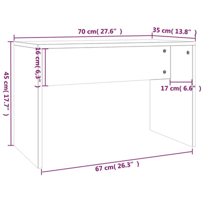 Fotskammel Krakk til sminkebord røkt eik 70x35x45 cm konstruert tre