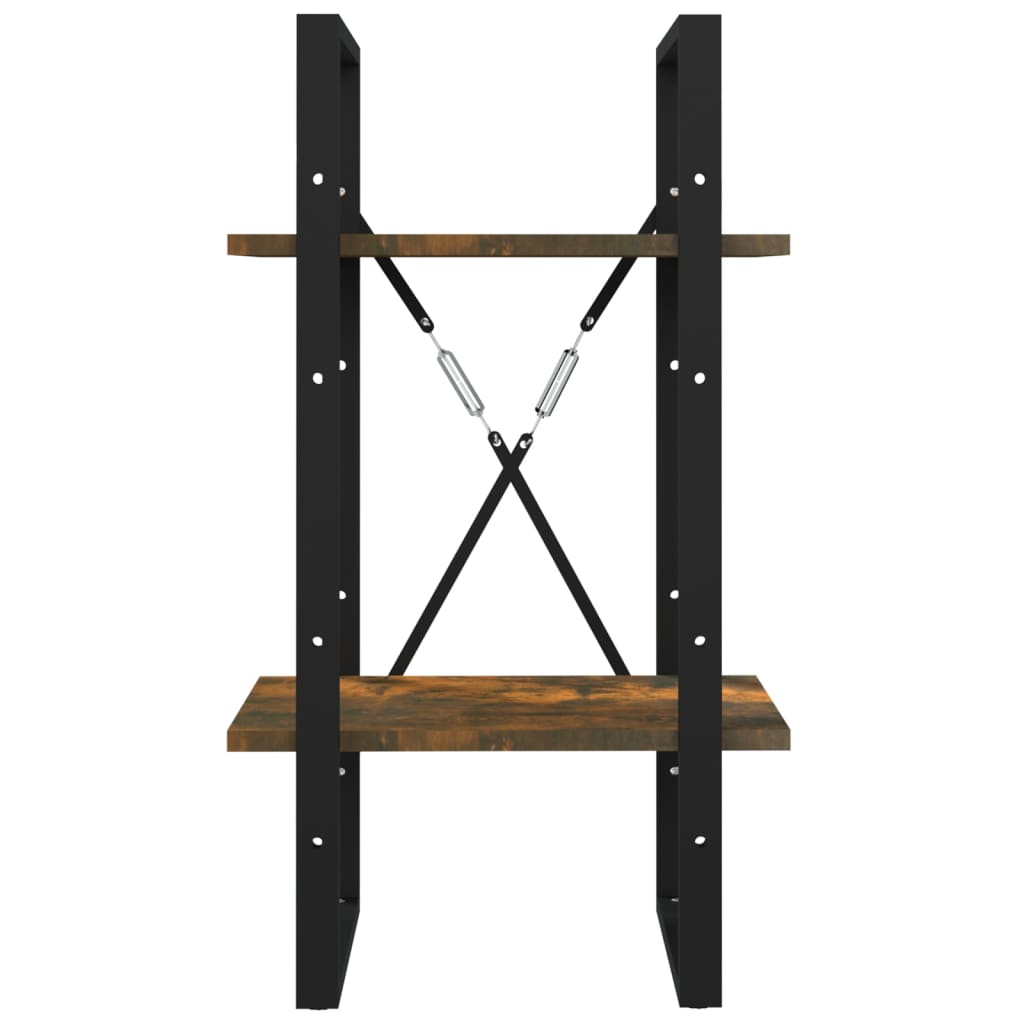 Bokhylle 2 etasjer røkt eik 40x30x70 cm konstruert tre