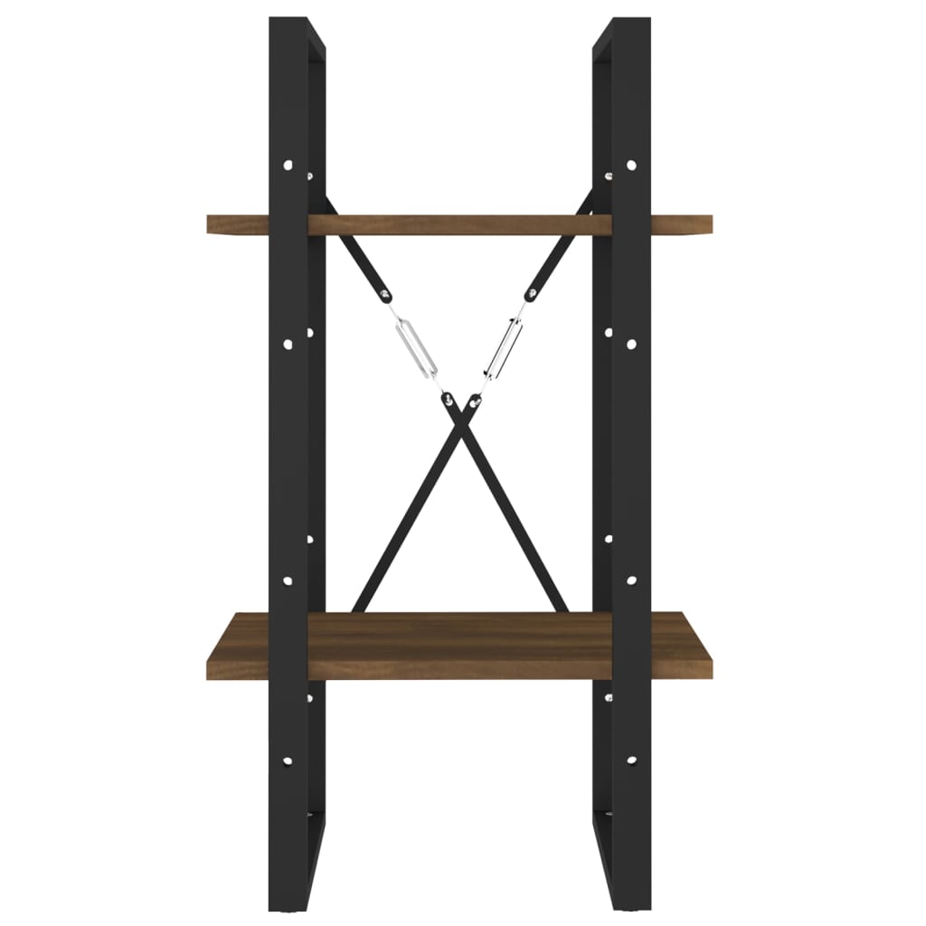 Bokhylle 2 etasjer brun eik 40x30x70 cm konstruert tre