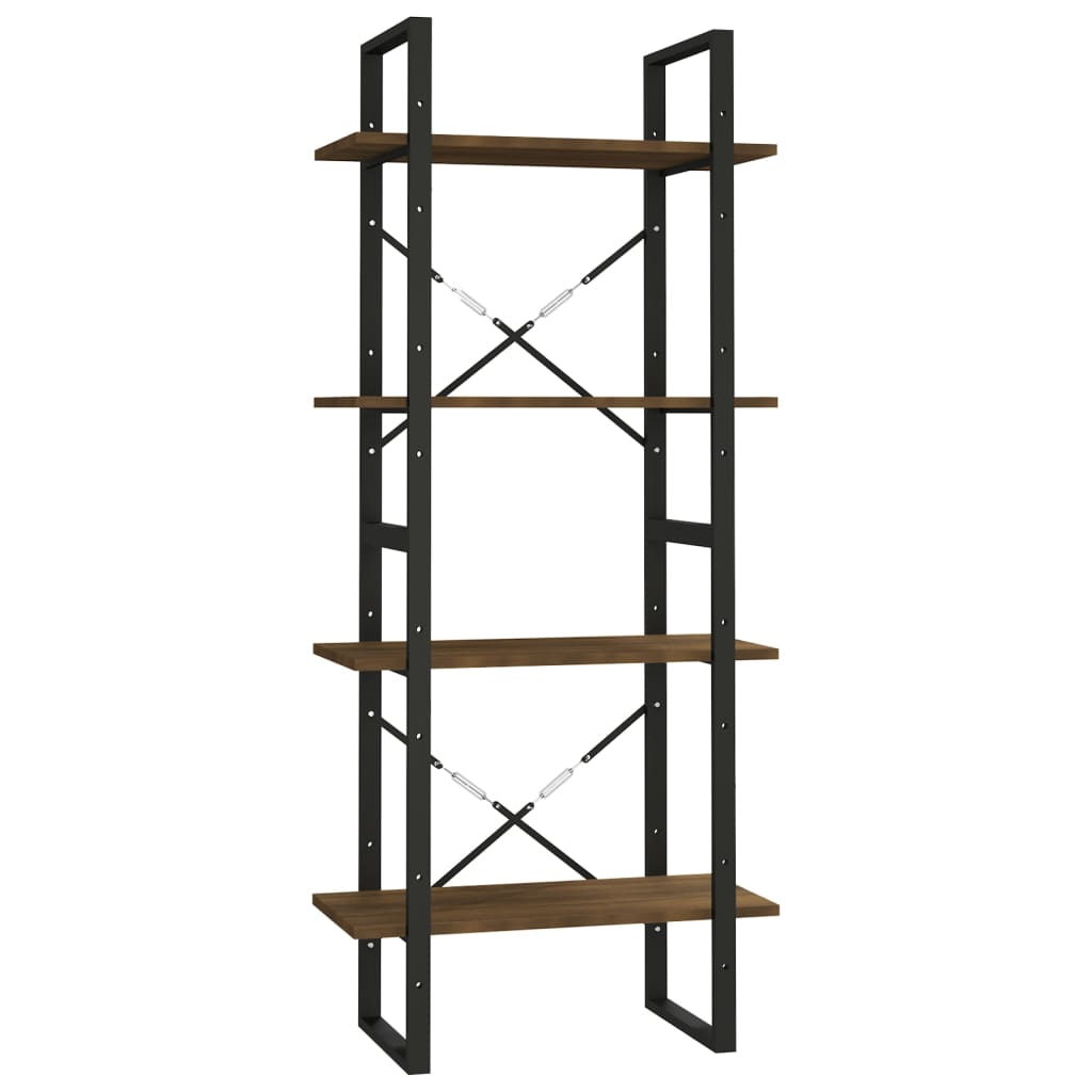 Bokhylle 4 etasjer brun eik 60x30x140 cm konstruert tre