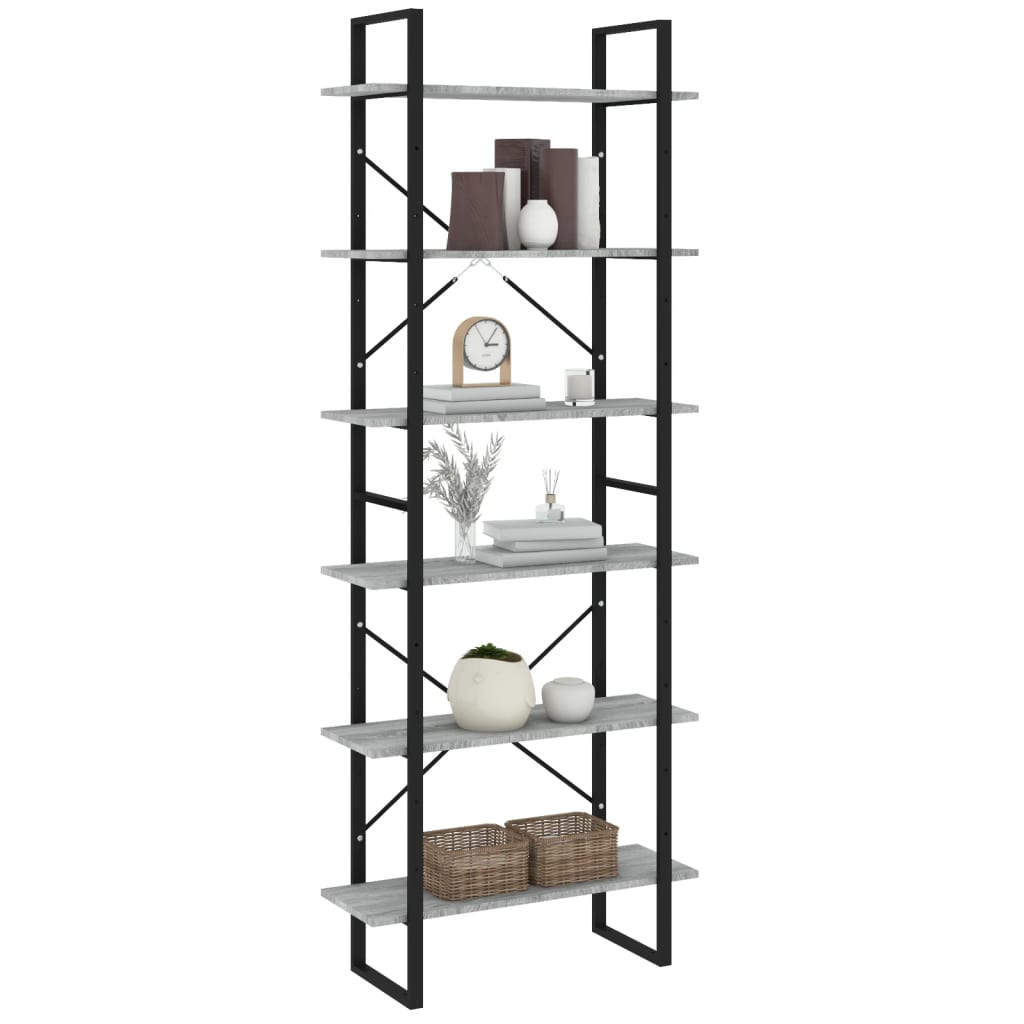 Bokhylle Sonoma Grå 80x30x210 cm