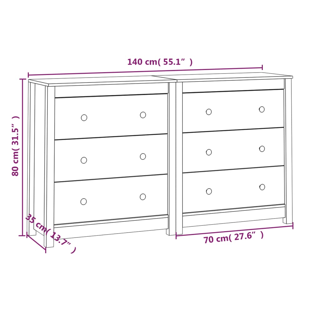 Skjenk 140x35x80 cm heltre furu