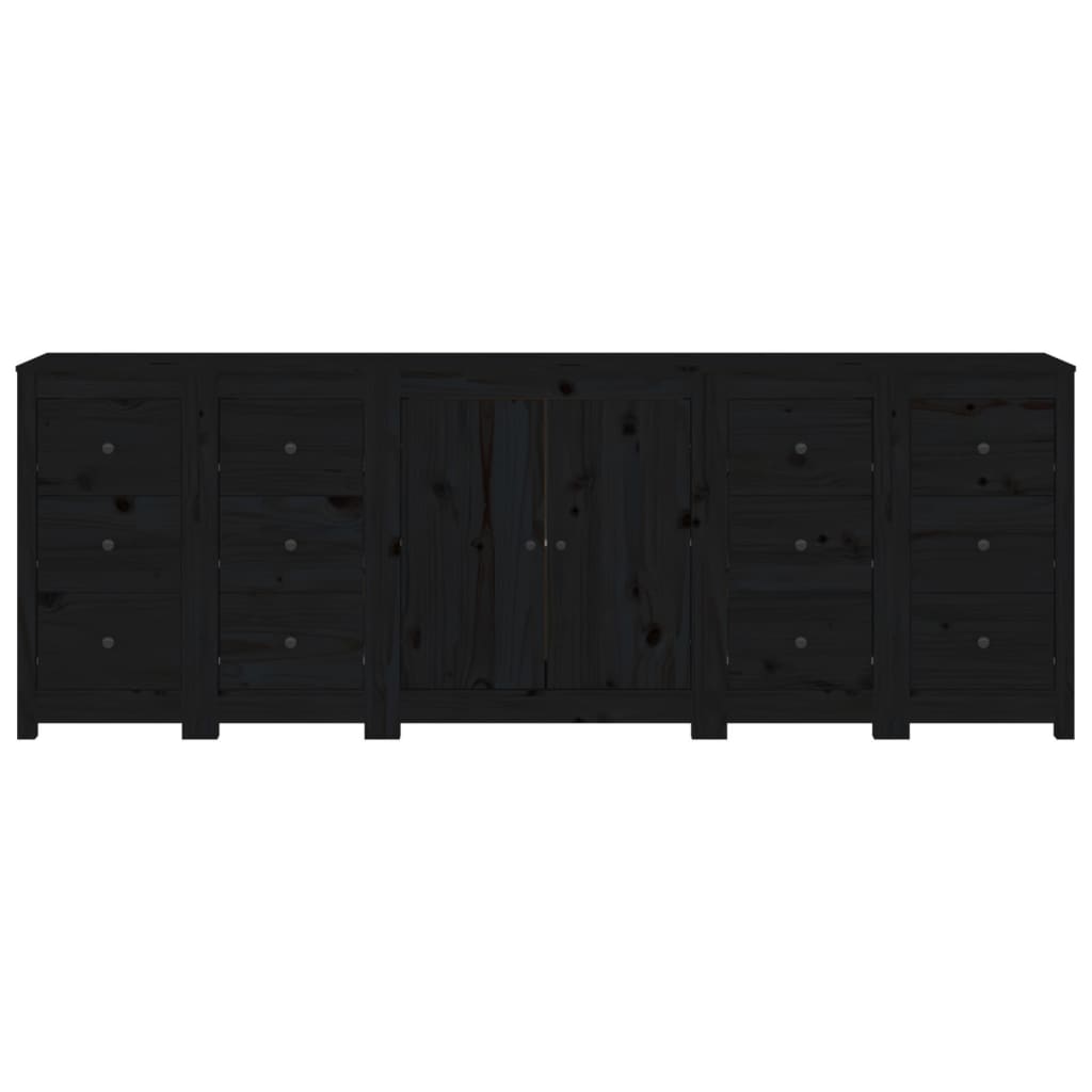 Skjenk svart 230x35x80 cm heltre furu