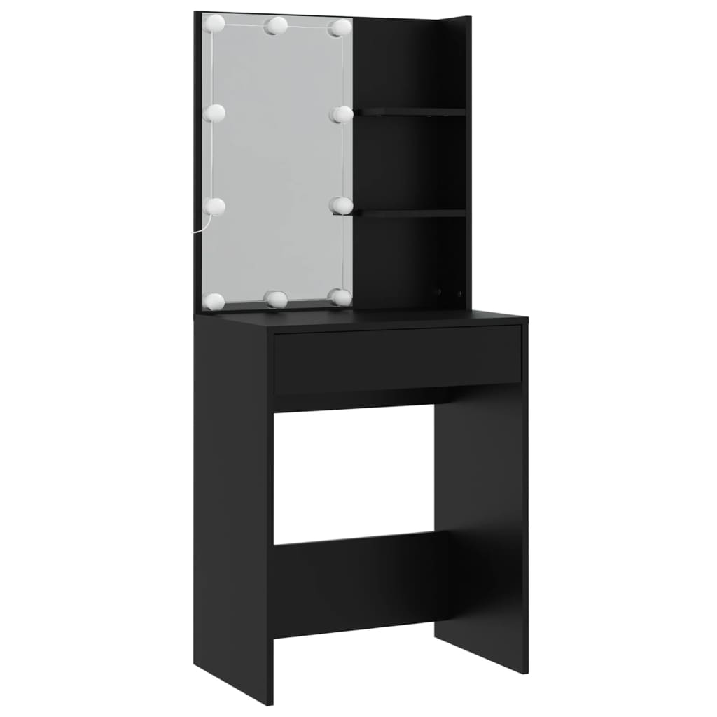 Sminkebord Svart Sett LED