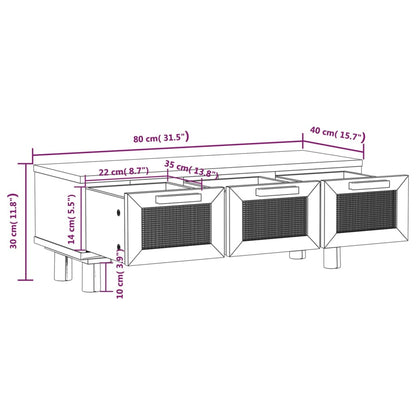 Sidebord hvit 80x40x30 cm konstruert tre og heltre furu