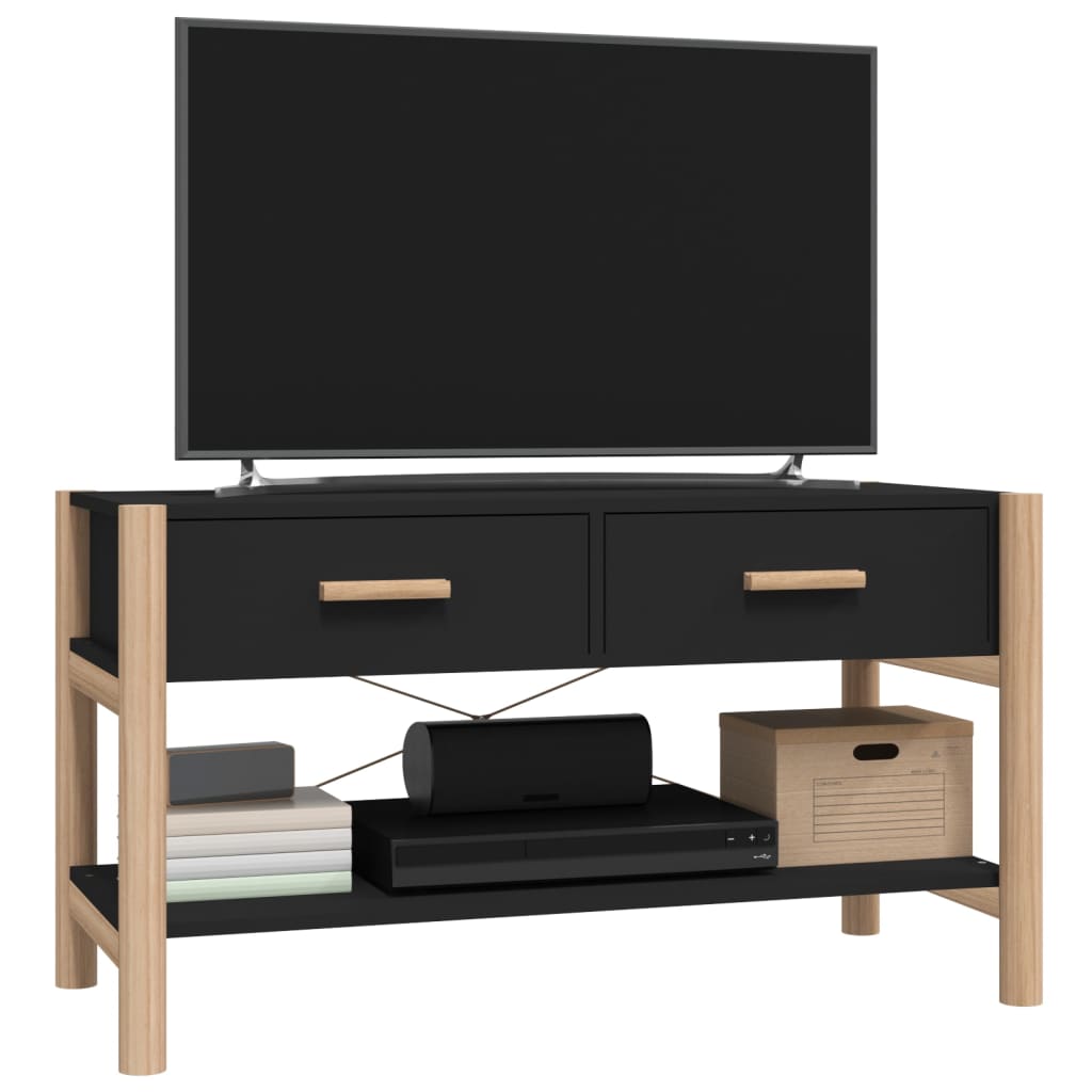 TV-benk svart 82x38x45 cm konstruert tre