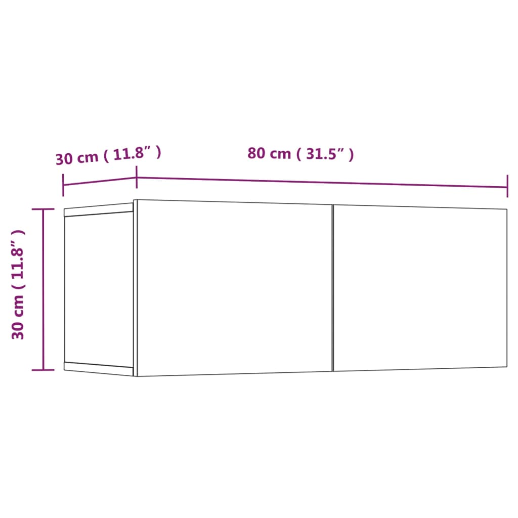 TV-benker 4 stk høyglans hvit 80x30x30 cm konstruert tre