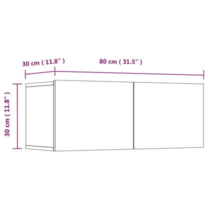 TV-benker 4 stk høyglans hvit 80x30x30 cm konstruert tre