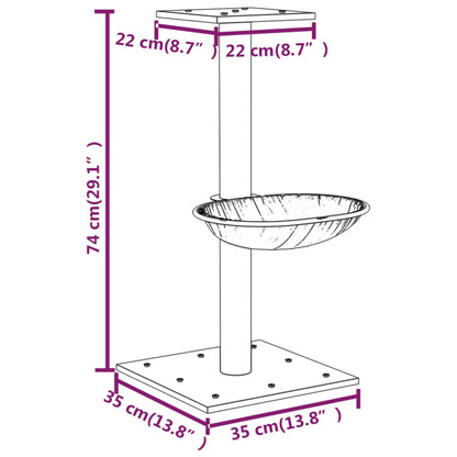 Kattemøbel Kattetre med klorestolper i sisal lysegrå 74 cm