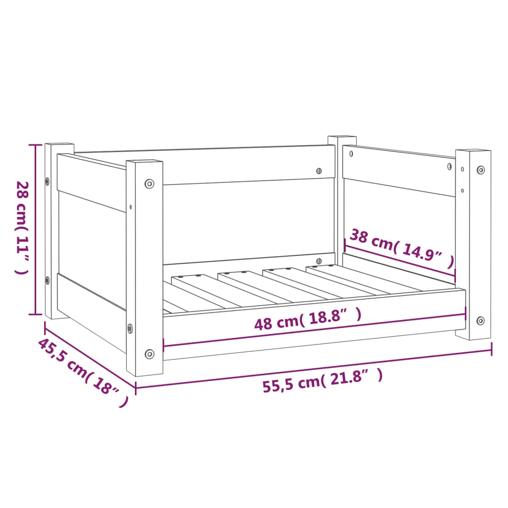 Hundeseng 55,5x45,5x28 cm heltre furu