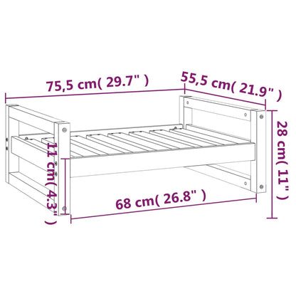 Hundeseng hvit 75,5x55,5x28 cm heltre furu