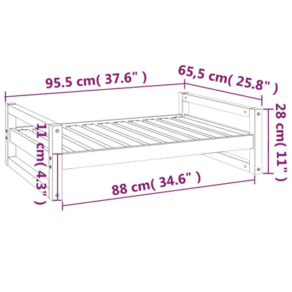 Hundeseng hvit 95,5x65,5x28 cm heltre furu