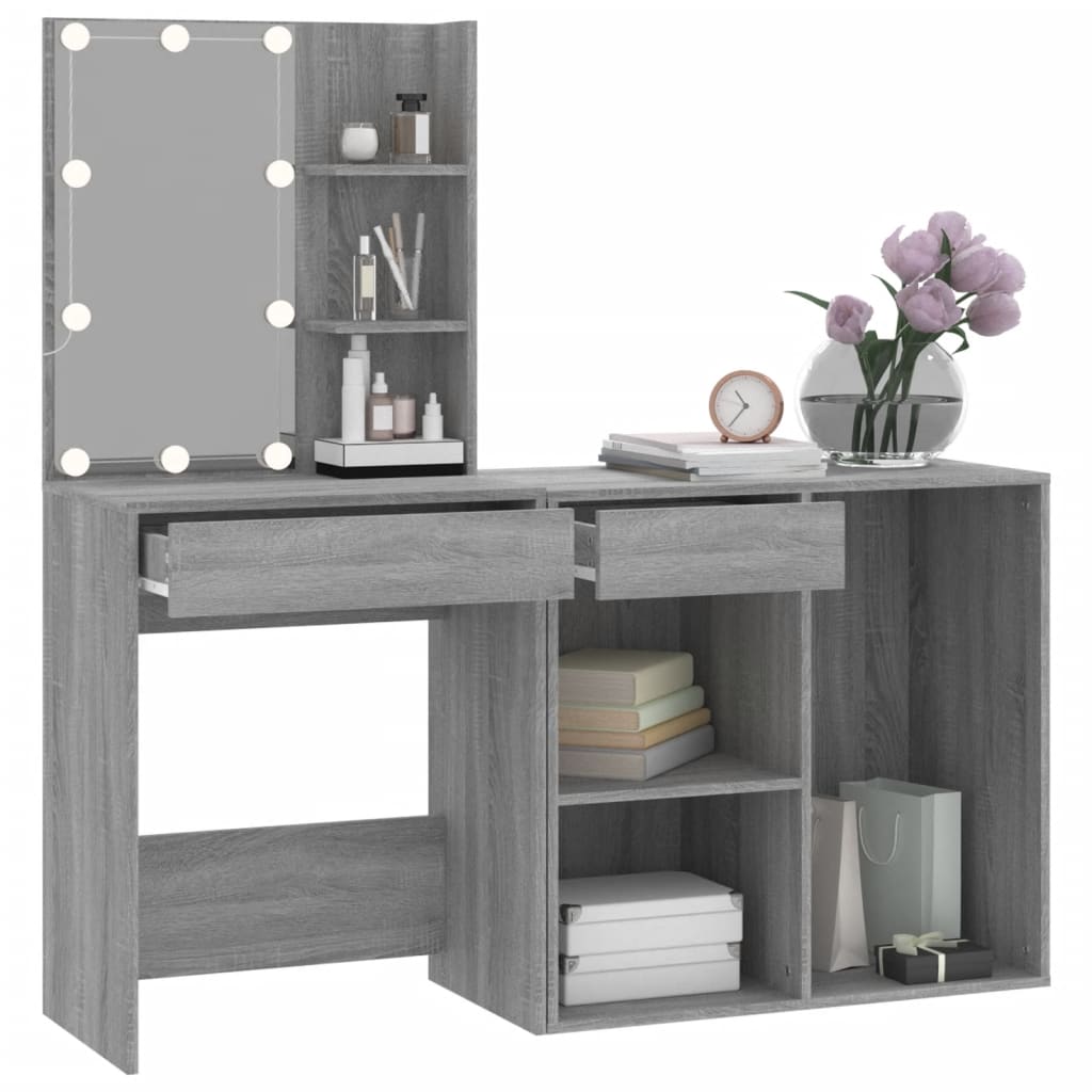 Sminkebord Sonoma Grå LED skap