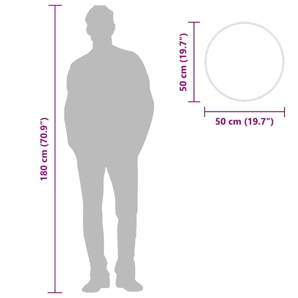 Veggspeil svart Ø 50 cm rund