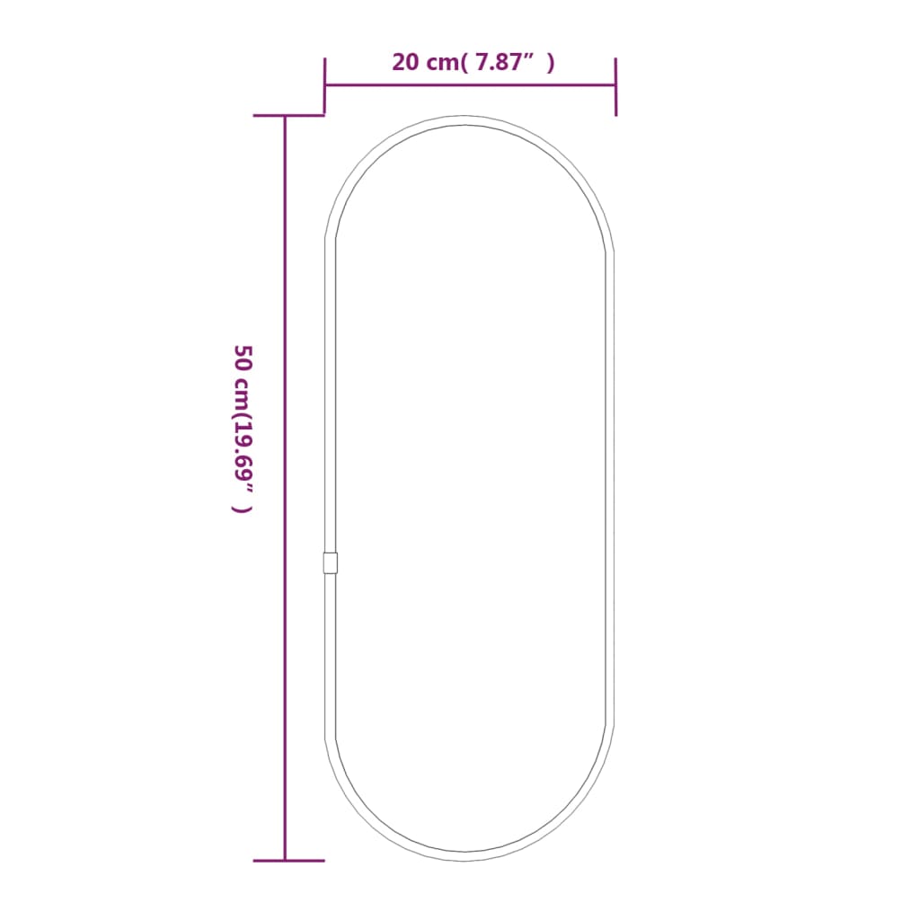 Veggspeil svart 50x20 cm oval