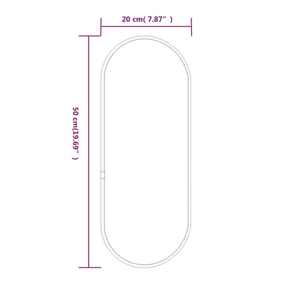 Veggspeil svart 50x20 cm oval