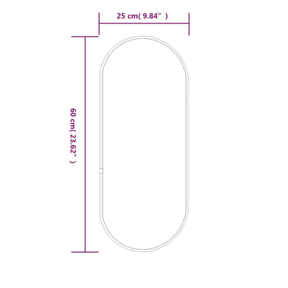 Veggspeil svart 60x25 cm oval