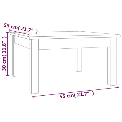 Salongbord hvit 55x55x30 cm heltre furu