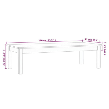 Salongbord hvit 110x50x30 cm heltre furu