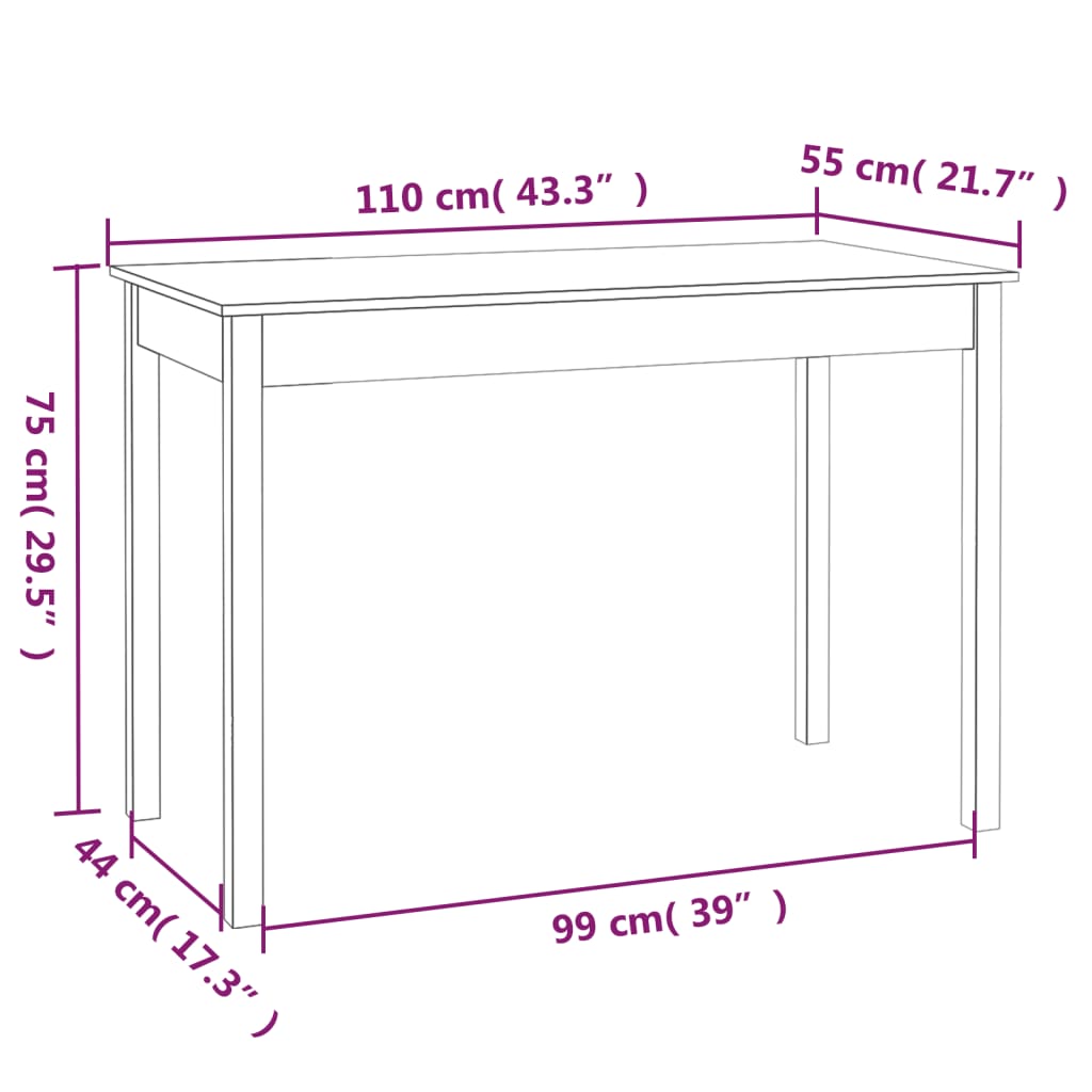 Spisebord Kjøkkenbord 110x55x75 cm heltre furu