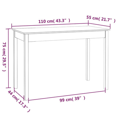 Spisebord Kjøkkenbord hvit 110x55x75 cm heltre furu