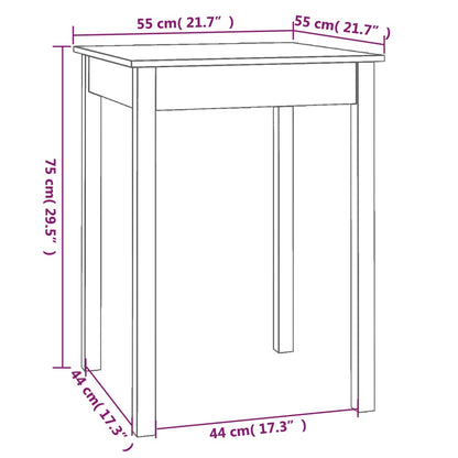 Sidebord hvit 55x55x75 cm heltre furu