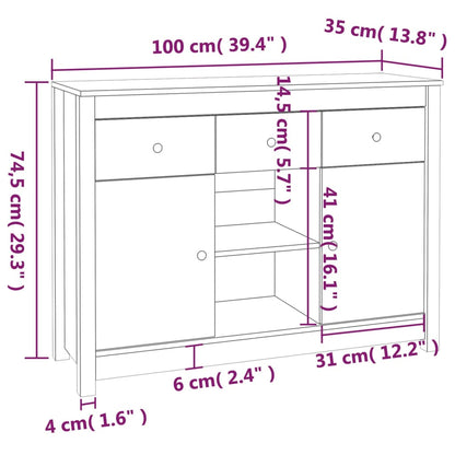 Skjenk 100x35x74,5 cm heltre furu