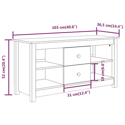 TV-benk hvit 103x36,5x52 cm heltre furu