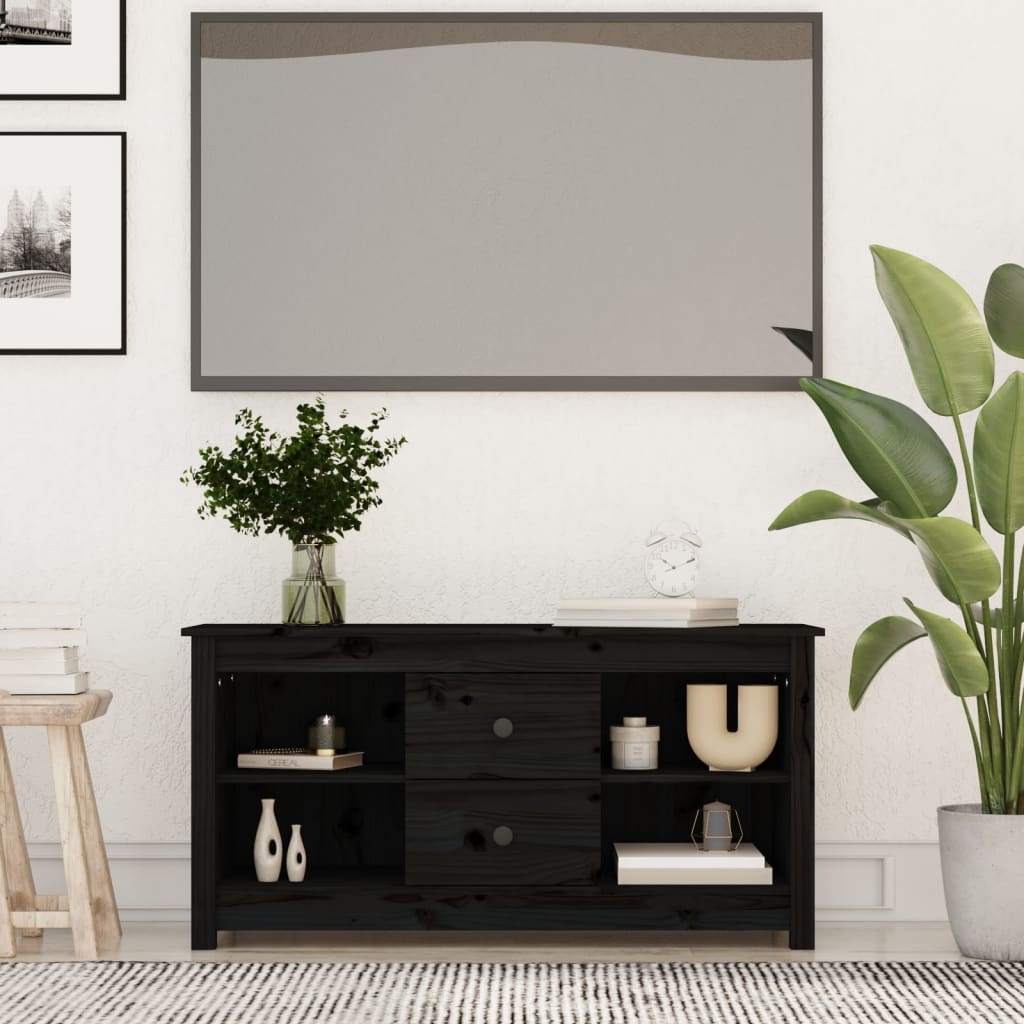 TV-benk svart 103x36,5x52 cm heltre furu