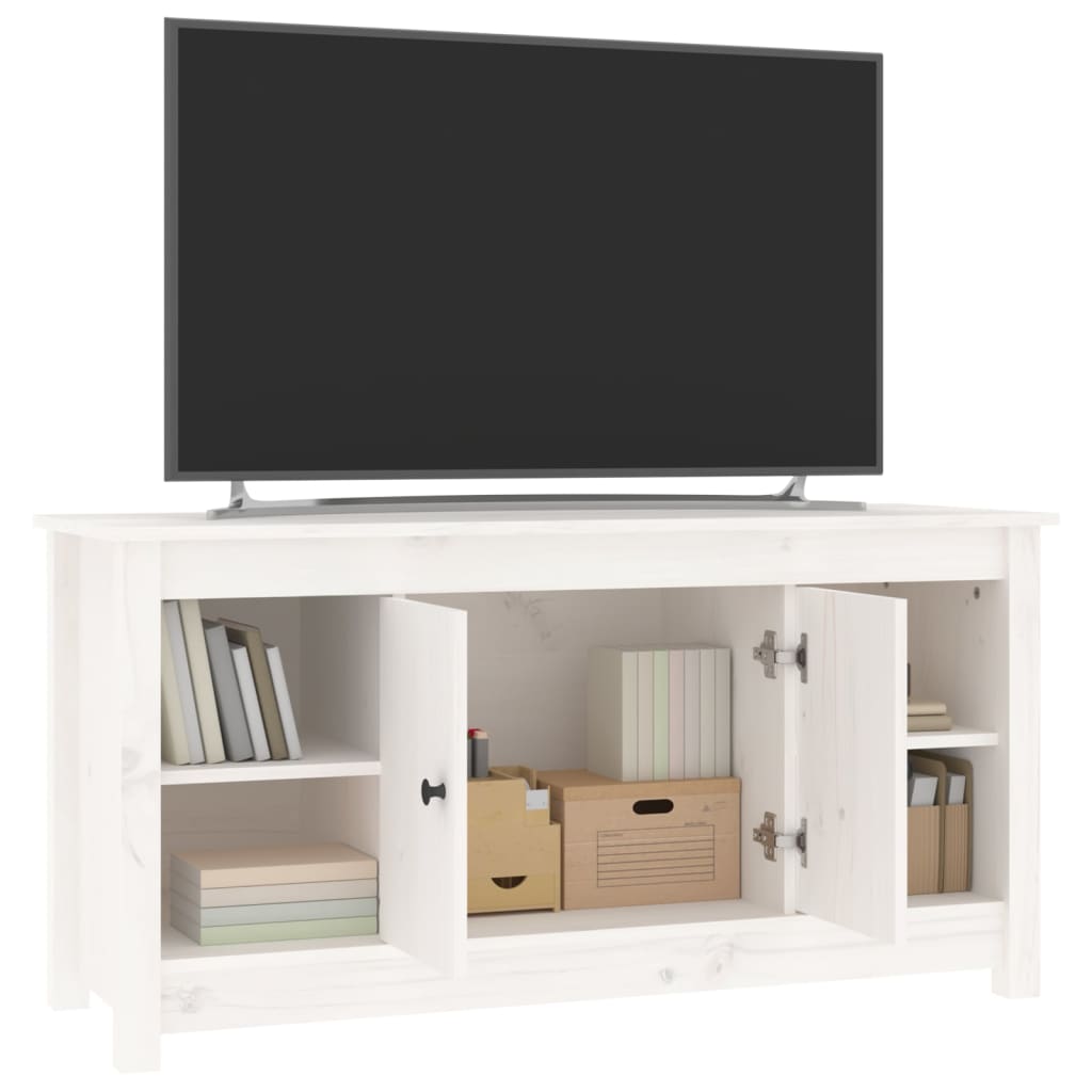 TV-benk hvit 103x36,5x52 cm heltre furu