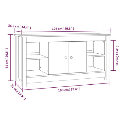 TV-benk hvit 103x36,5x52 cm heltre furu