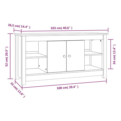 TV-benk grå 103x36,5x52 cm heltre furu