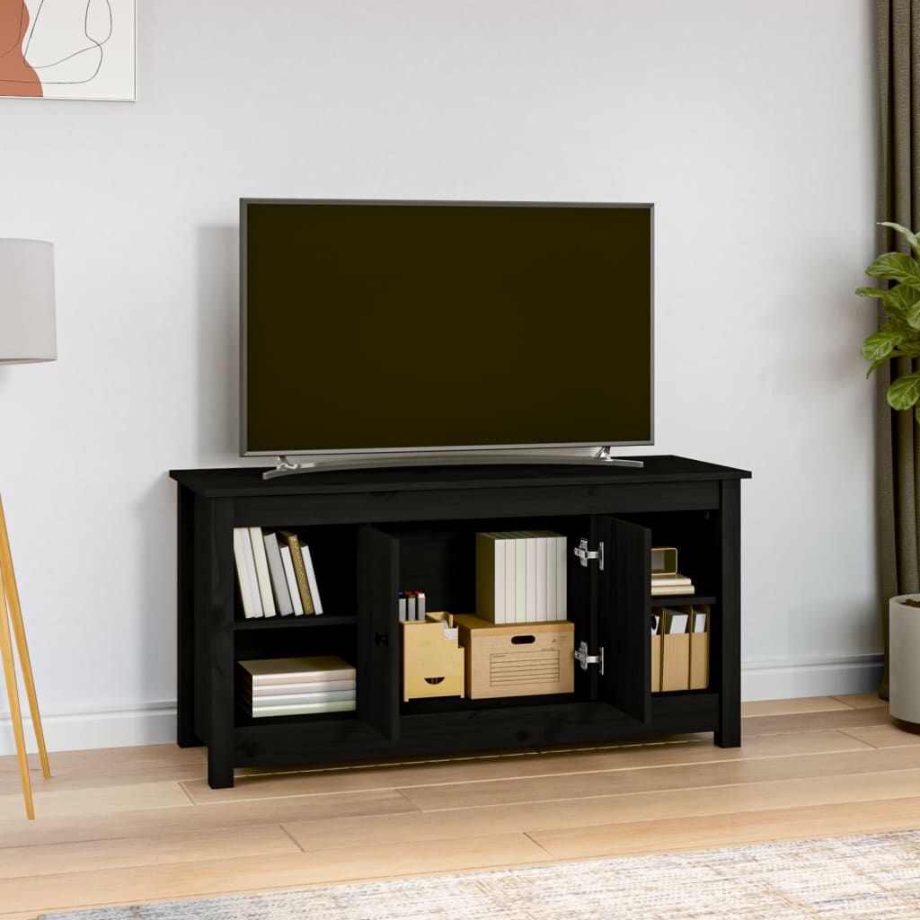 TV-benk svart 103x36,5x52 cm heltre furu