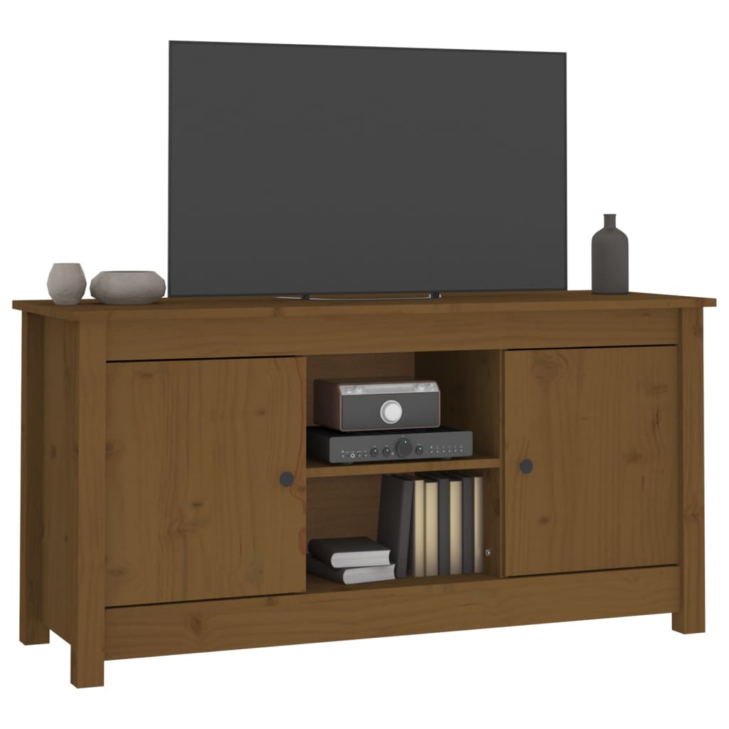 TV-benk honningbrun 103x36,5x52 cm heltre furu