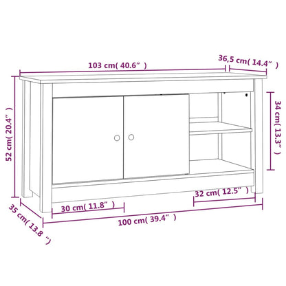 TV-benk hvit 103x36,5x52 cm heltre furu