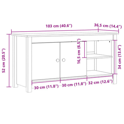 TV-benk grå 103x36,5x52 cm heltre furu