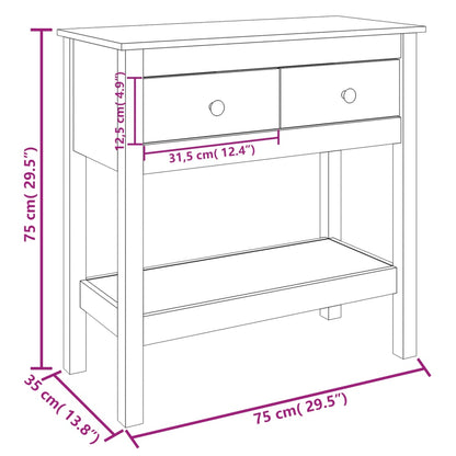 Avlastningsbord Konsollbord Hvit 75x35x75 cm heltre furu