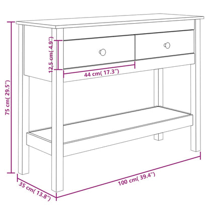 Avlastningsbord konsollbord 100x35x75 cm heltre furu