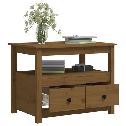 Salongbord Sofabord Tre heltre furu Honningbrun 71x49x55 cm