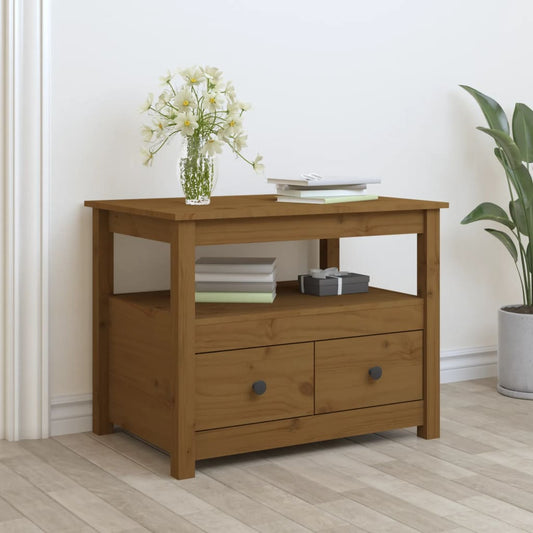 Salongbord Sofabord Tre heltre furu Honningbrun 71x49x55 cm