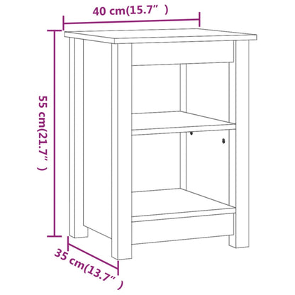 Nattbord Sengbord svart 40x35x55 cm heltre furu