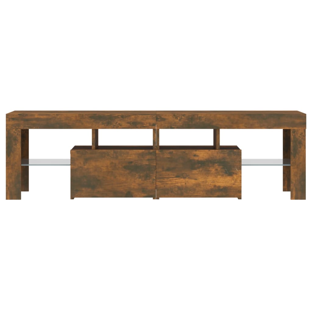 TV-Møbel Røkt EikTV-benk med LED-lys 140x36,5x40 cm