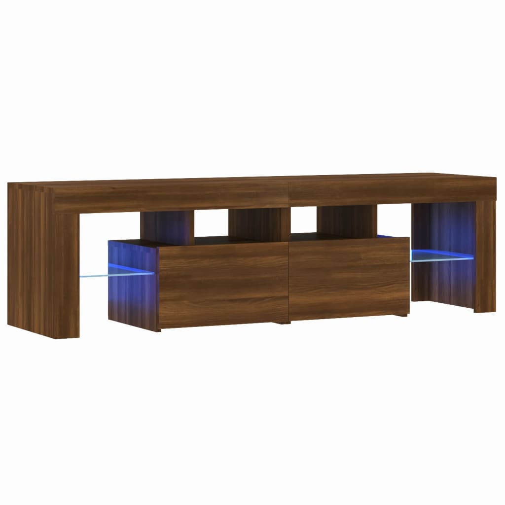 TV-benk med LED brun eik 140x36,5x40 cm